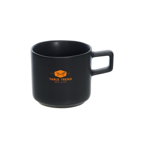 Porseleinen Blackwell espressokop met oranje TableTrend-logo op voorzijde, inhoud 12 cl.