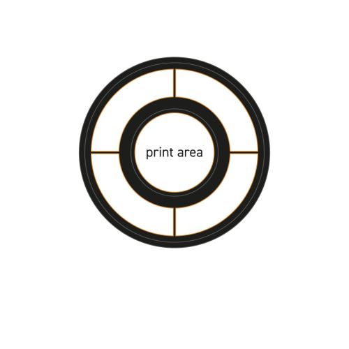 Working drawing of the Blackwell saucer double espresso 14 cm porcelain with indicated printing area for logo.