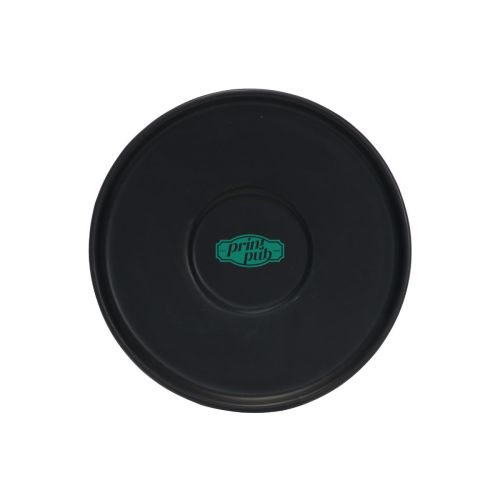 Vooraanzicht van de Blackwell koffieschotel 15 cm porselein met een éénkleurig PrintPub logo op het midden.