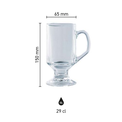 Infographic shows product dimensions of Bock beer glass 29 cl with height and diameter.