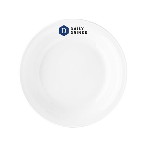 Bord Coup diep 21 cm porselein met meerkleurig DailyDrinks-logo op het voorpaneel