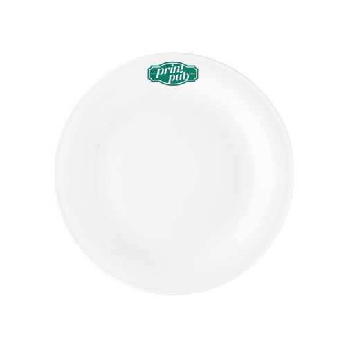 Plate Coup flat 19 cm porcelain with unicolour PrintPub logo on front face