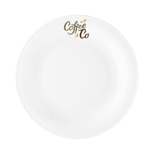 Bord Coup plat 24 cm porselein met meerkleurig CoffeeCo-logo op het vooraanzicht