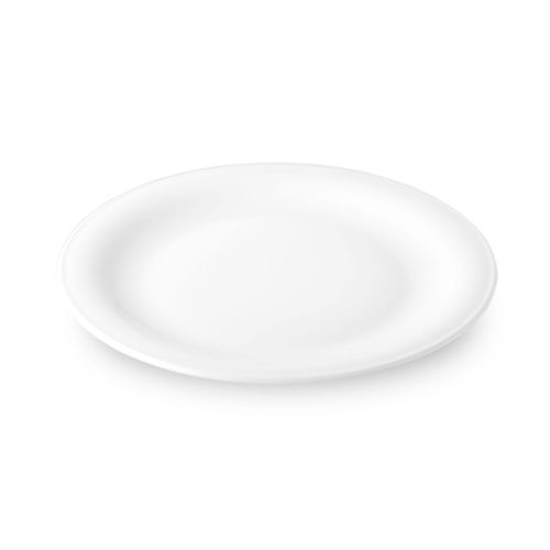 Bord Coup plat 24 cm porselein van opzij, lage rand en vlakke spiegel zichtbaar