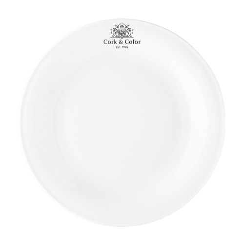 Bord Coup plat 26 cm porselein met eenkleurig logo van CorkColor op het vooraanzicht