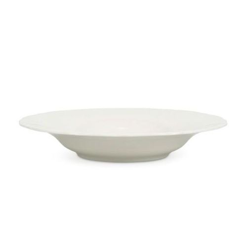 Zijkant van diep bord Retro 24 cm van porselein met licht gebogen randprofiel.