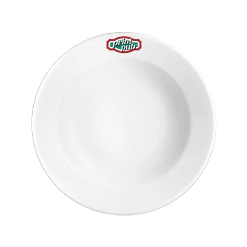 Plate Princip deep 23 cm in white porcelain with colourful PrintPub logo printed on the top surface. Plate Princip deep 23 cm in white porcelain with colourful PrintPub logo printed on the top surface.