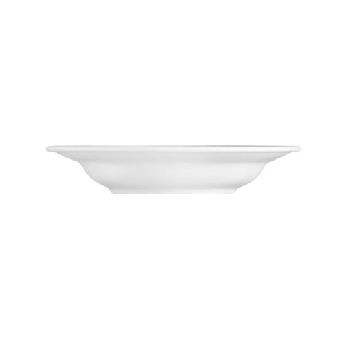 Side view of the deep plate Princip 23 cm shows the raised rim and bowl depth. Side view of the deep plate Princip 23 cm shows the raised rim and bowl depth.