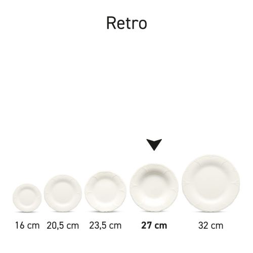 Overzicht van het Bord Retro porseleinen serie met meerdere varianten naast elkaar.