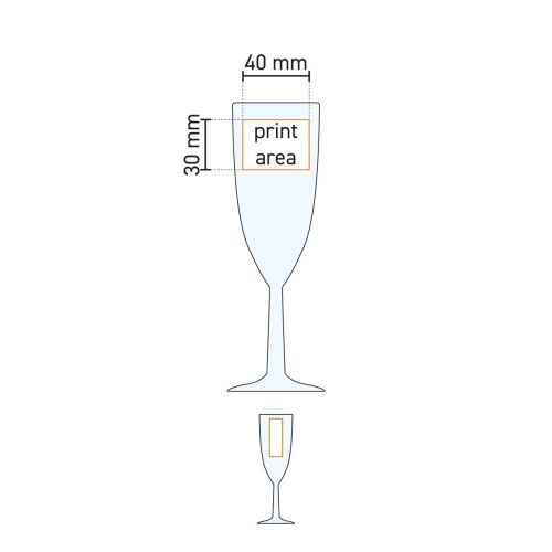 Technische werktekening van Brasserie champagneflute 15 cl. met weergave van het beschikbare drukgebied. Technische werktekening van Brasserie champagneflute 15 cl. met weergave van het beschikbare drukgebied.