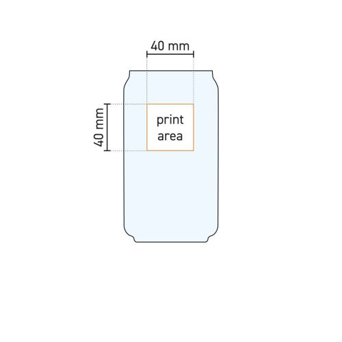 Technical drawing of the Can glass 48 cl, showing the print area