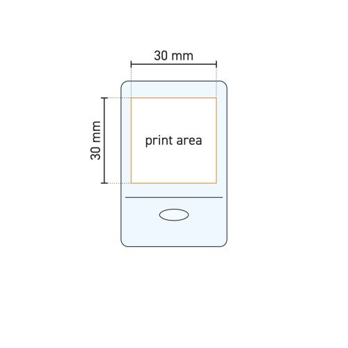 Werktekening van Centra Shot 6,3 cl glas met zichtbaar drukgebied voor logo of bedrukking.