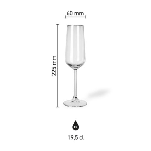 Overview image showing dimensions of the Champagnerglas 19,5 cl Allegra including height and capacity.