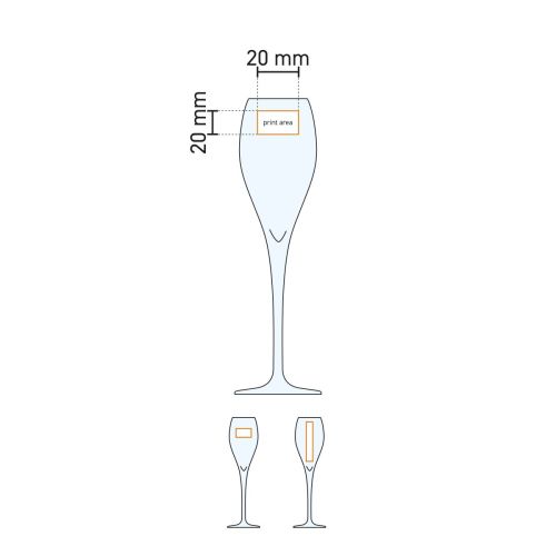 Technische werktekening van het drukgebied op het Monte Carlo champagneglas 22,5 cl. Technische werktekening van het drukgebied op het Monte Carlo champagneglas 22,5 cl.