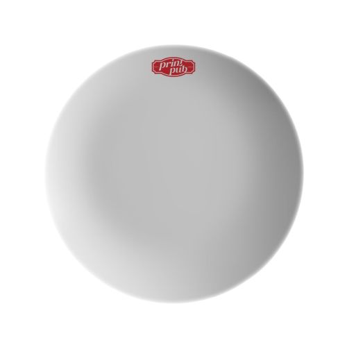 Coupe bord Isabelle van 21 cm met éénkleurig logo PrintPub op het vooraanzicht, bedrukt op porselein.