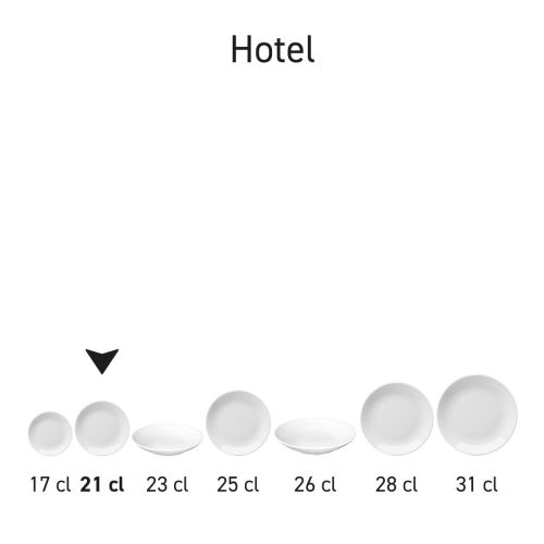 Serie-opstelling van meerdere witte porseleinen Hotel coupeborden.