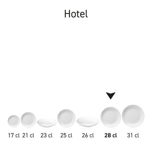 Series of Hotel coupe plates white porcelain presented as part of a tableware line.