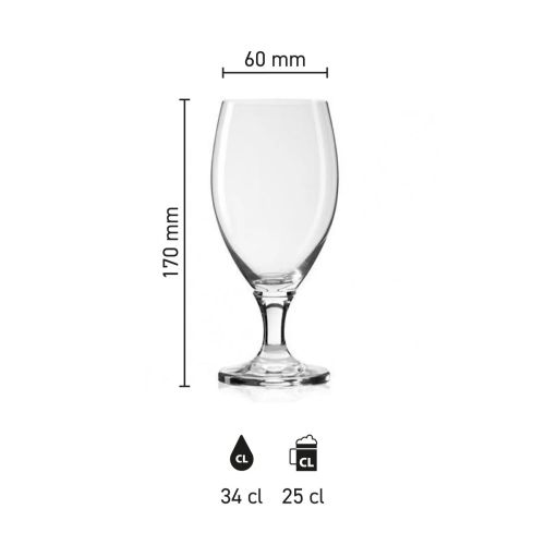 Maatvoering van de Deister Pokal 25 cl tapmaat glas met hoogte, diameter en inhoud in infographic