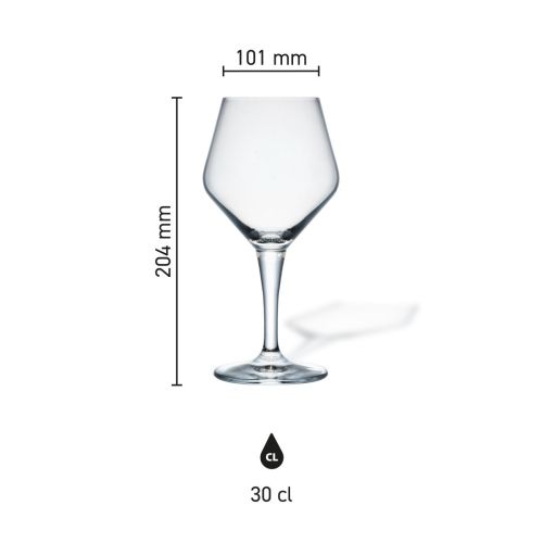 Dimensions of the Eder Kelch tap size glass 30 cl with height, diameter and capacity in infographic