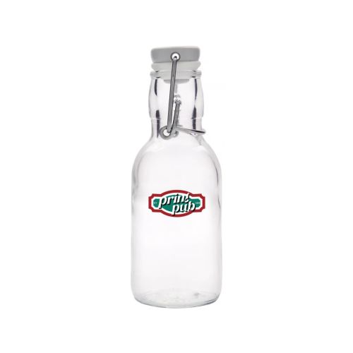 Emilia fles met beugel 0,25 liter en meerkleurige PrintPub-bedrukking op de voorkant. Emilia fles met beugel 0,25 liter en meerkleurige PrintPub-bedrukking op de voorkant.