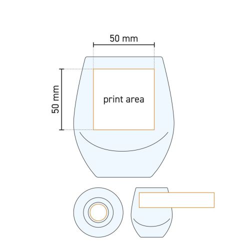 Technical working drawing of Esprit Tumbler glass 33 cl. with marked printing area for logo or text. Technical working drawing of Esprit Tumbler glass 33 cl. with marked printing area for logo or text.