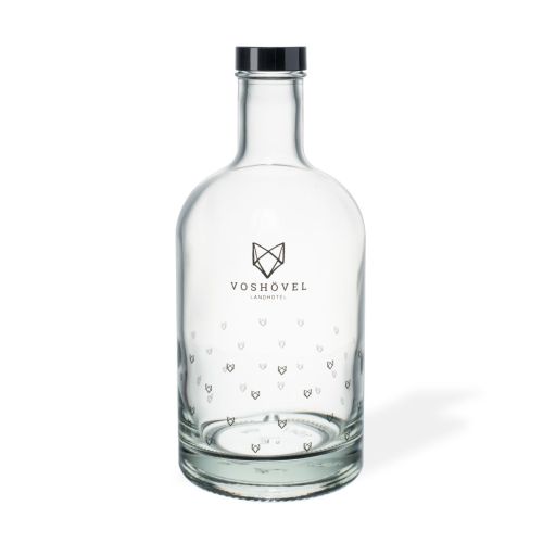 Fles Oslo 0,7 liter glas met eenkleurig logo van Voshövel Landhotel op de voorzijde