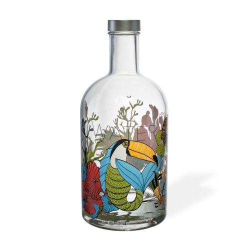 Fles Oslo 0,7 liter glas met meerkleurig Brussels Airport-logo op de voorzijde