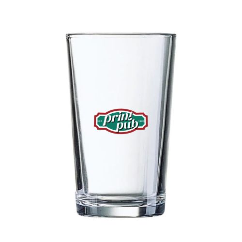 Glas Conique 28 cl. bedrukt met meerkleurig PrintPub-logo op het voorvlak van het glas. Glas Conique 28 cl. bedrukt met meerkleurig PrintPub-logo op het voorvlak van het glas.