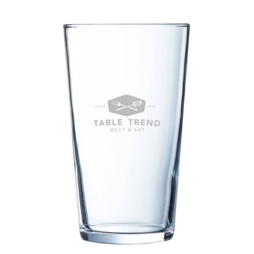 Glass Conique 64 cl. with engraved TableTrend logo on front view, subtle matt finish. Glass Conique 64 cl. with engraved TableTrend logo on front view, subtle matt finish.