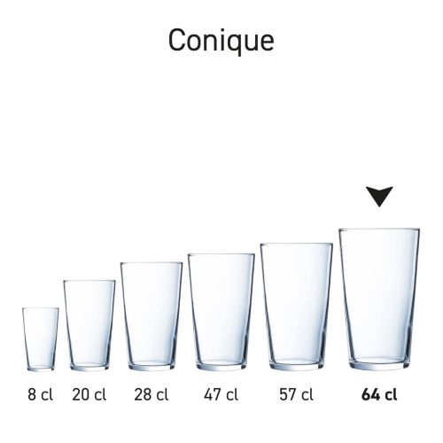Set of several Conique glasses in series arrangement, identical design and material. Set of several Conique glasses in series arrangement, identical design and material.