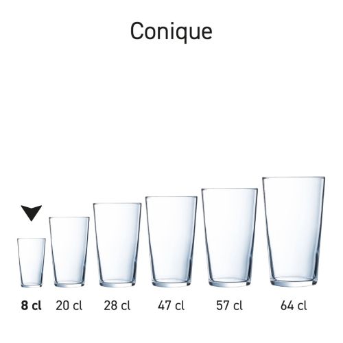 Arrangement of several glasses from the Conique series on plain background. Arrangement of several glasses from the Conique series on plain background.