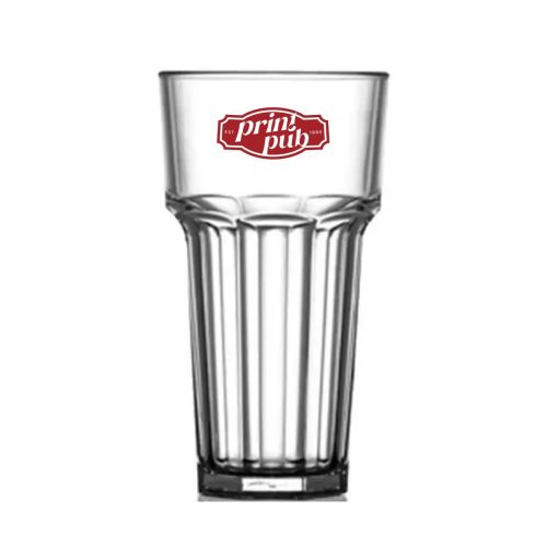 Plastic Glass Remedy High 40 cl in front view, with single-coloured PrintPub logo centred on the glass surface. Plastic Glass Remedy High 40 cl in front view, with single-coloured PrintPub logo centred on the glass surface.