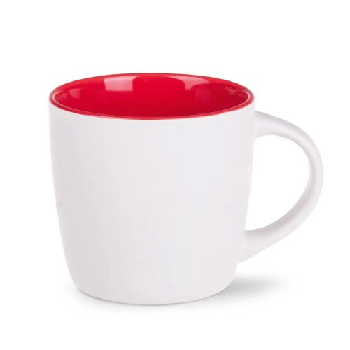 Front view of Handy mug 30 cl. white-red porcelain with straight sides and smooth, shiny surface. Front view of Handy mug 30 cl. white-red porcelain with straight sides and smooth, shiny surface.