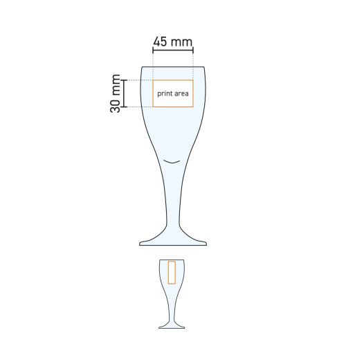 Technische werktekening van het Harzer Pokal 20 cl tapmaat glas met drukgebied-aanduiding