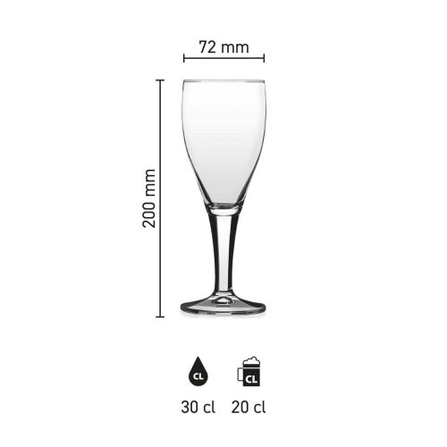 Maatvoering van het Harzer Pokal 20 cl tapmaat glas met hoogte, diameter en inhoud
