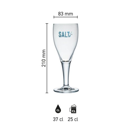 Dimensions of the Harzer Pokal 25 cl draught glass, showing height, diameter and capacity in an infographic