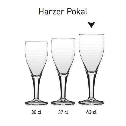 Harzer Pokal 30 cl tapmaat glas in serie, meerdere exemplaren naast elkaar getoond