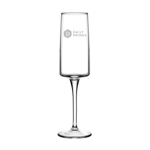 Gravure van het DailyDrinks-logo op de voorzijde van het Iconic champagneglas 19 cl.
