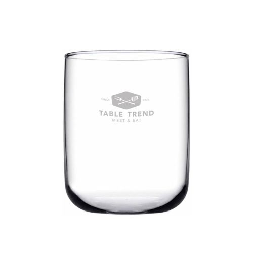 Iconic Tumbler 27 cl. glas met TableTrend-logo in één kleur gedrukt op het vooraanzicht.