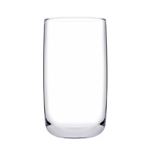 Front view of Iconic Tumbler 36.5 cl. made of clear glass, with cylindrical shape and smooth finish.