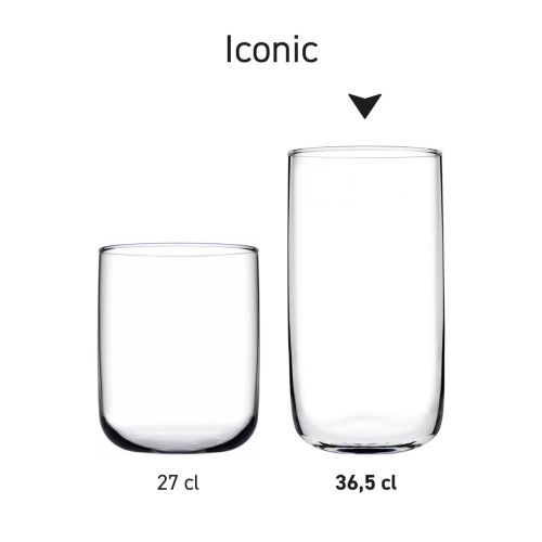Iconic Tumblers of 36.5 cl. presented as a set, with variations in capacity size.