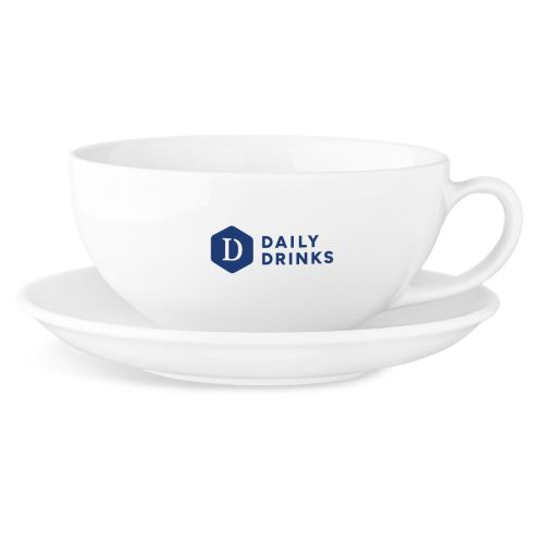 Isabelle Latte 35 cl set porselein met eenkleurig DailyDrinks-logo op de lattekop