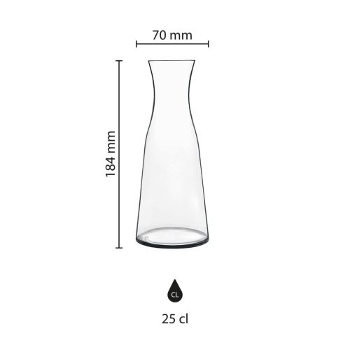 Infographic shows height, diameter and capacity of glass carafe Atelier 0.25 litre. Infographic shows height, diameter and capacity of glass carafe Atelier 0.25 litre.