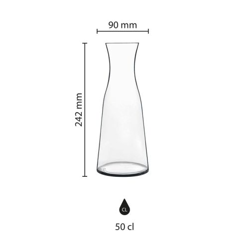 Technische werktekening van glazen karaf 0,5 liter met aanduiding van het drukgebied op het oppervlak. Technische werktekening van glazen karaf 0,5 liter met aanduiding van het drukgebied op het oppervlak.