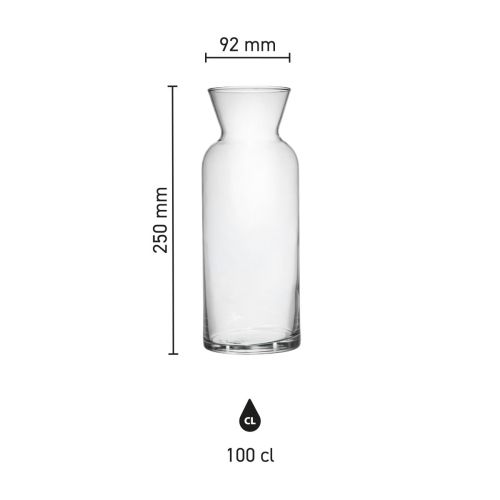 Infographic shows height, diameter and capacity of glass decanter Village 1.00 litre.