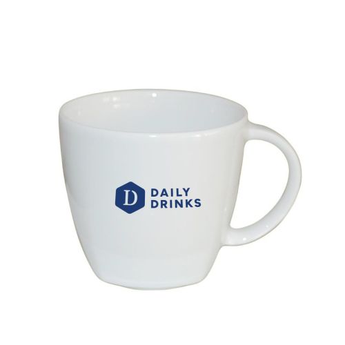 Kirsten koffiekop 20 cl wit porselein met eenkleurig DailyDrinks-logo op het voorpaneel