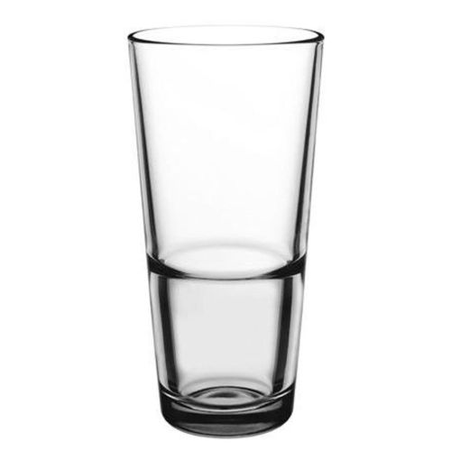 Front of 37.6 cl Latte Macchiato stack Grande S glass with stackable cylindrical shape.
