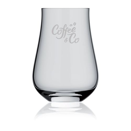 Lauren Glas 63 cl. glas met gegraveerd CoffeeCo-logo op het voorpaneel