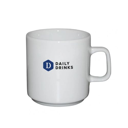 Margot mug 20 cl porcelain with multi-coloured DailyDrinks logo on front panel
