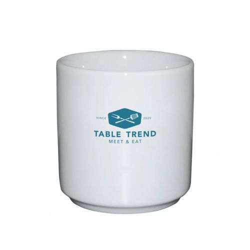 Margot mug without handle white 20 cl porcelain with unicolour logo of TableTrend on front panel